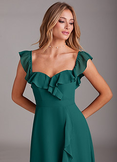 Azazie Lyra Bridesmaid Dresses Peacock A-Line Chiffon Convertible Dress image10