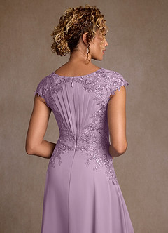 Azazie Crista 신부의 어머니 드레스 A라인 레이스 쉬폰 티 길이 드레스 image6