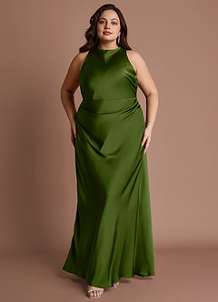 Evadne Olive Green Open Back Dress image5