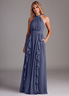 Azazie Avary Bridesmaid Dresses Stormy A-Line Pleated Chiffon Dress image4
