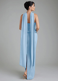 Azazie River Robes de demoiselle d'honneur Robe Fourreau Convertible en Satin extensible Corset Poudre Bleue image14