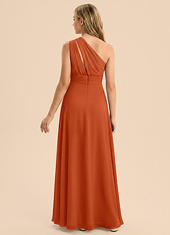 Azazie Skye Junior Burnt Orange A-Line Pleated Chiffon Dress image2