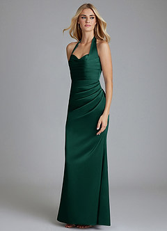 Azazie Minnow Brudtärnklänningar Klä av Sjöjungfru i Stretch Satin Älskling Halsringning Smaragdgrön image5