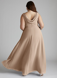 Azazie Karina Bridesmaid Dresses Taupe A-Line Pleated Chiffon Dress image9