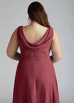 Azazie Karina Bridesmaid Dresses Merlot A-Line Pleated Chiffon Dress image15