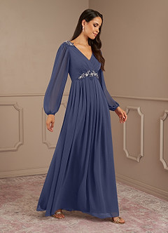 Azazie Gypsy Mother of the Bride Dresses A-Line V-Neck Sequins Chiffon Floor-Length Dress image3
