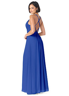 Azazie Farren Bridesmaid Dresses Royal Blue A-Line Pleated Chiffon Convertible Dress image5