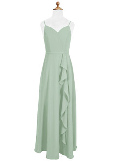 Azazie Naeem Junior Agave A-Line Ruched Chiffon Dress image4