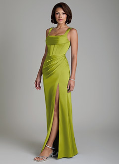 Azazie Amora Robes de demoiselle d'honneur Robe Sirène en Satin extensible Corset Citronnelle image6