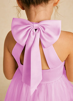 Azazie Dora Flower Girl Dresses Candy Pink A-Line Bow Tulle Dress image5