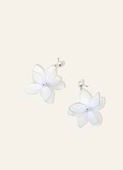 front Boucles d'oreilles pendantes en maille à motif floral et perles
