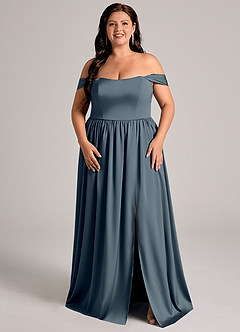 Azazie Calianna Bridesmaid Dresses Twilight A-Line Off the Shoulder Stretch Satin Convertible Dress image6