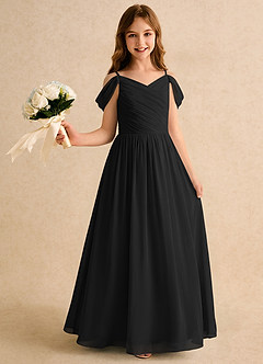 Azazie Chelo Girls Formal Flower Girl Klänningar Klä A-Linje i Chiffong Plisserad image1