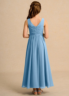 Azazie Ducky Junior Formal Blumenmädchenkleider A-Linie Plissee Chiffon Kleid Stahlblau image2