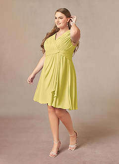 Azazie Theron 신부의 어머니 드레스 A라인 주름진 쉬폰 무릎 길이 드레스 image8