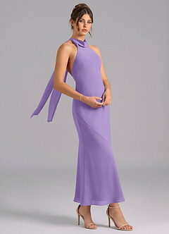 Azazie Velli Vestidos de madrinha de casamento Vestido Taiti de Chiffon de sereia com Pescoço alto image3