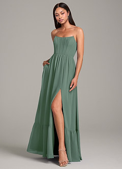 Azazie Kailee Bridesmaid Dresses Eucalyptus A-Line with Pockets Chiffon Dress image4