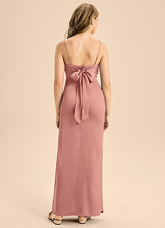 Azazie Mai Junior Rosette A-Line Sweetheart Neckline Stretch Satin Dress image2