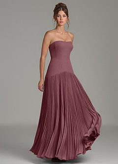 Azazie Yuliana Bridesmaid Dresses Sangria A-Line Strapless Chiffon Dress image3
