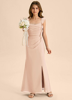 Azazie Jessamine Junior English Rose Mermaid Sweetheart Neckline Chiffon Dress image1