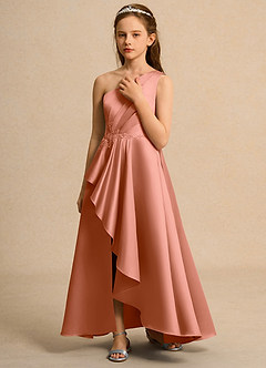 Azazie Taffy Junior Formal Jurken voor bloemenmeisjes A-Lijn Jurk van Mat Satijn Kant Meer Gesneden image5