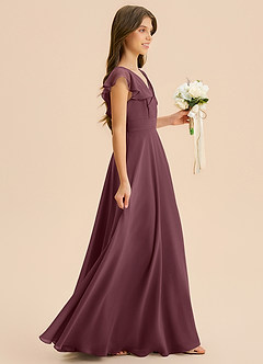 Azazie Anysa Junior Robe Trapèze en Mousseline de soie Rayé Sangria image4