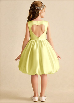 Azazie Nirvana Robe Demoiselle D'honneur Fillette Robe Princesse en Mat Satiné Rayé Sorbet Citron image1