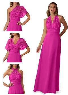 Azazie Fifi Bridesmaid Dresses Fuchsia A-Line Strapless Chiffon Convertible Dress image7