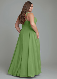 Azazie Shaude Brautjungfernkleider A-Linie Plissee Chiffon Kleid Basilikum image7