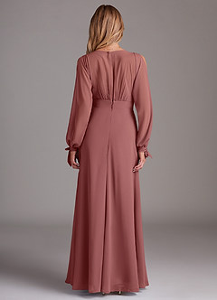 Azazie Matilda Bridesmaid Dresses Amethyst A-Line Long Sleeve Chiffon Dress image5