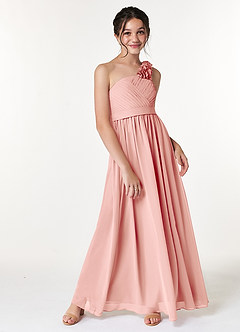 Azazie Flower Junior Agave A-Line Pleated Chiffon Dress image3
