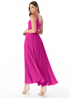 Azazie Raychelle Jurken voor bruidsmeisjes Jurk van Chiffon met A-Lijn V-hals Fuchsia image4