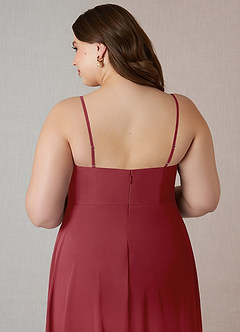 Azazie Emerald Final Sale Pomegranate A-Line Ruffled Chiffon Dress image10