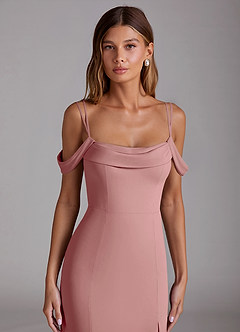 Azazie Callan Robes de demoiselle d'honneur Robe Sirène Convertible en Mousseline de soie Plissée Rose Poussiéreuse image4