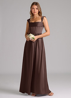Azazie Hattie Bridesmaid Dresses Ganache A-Line Corset Stretch Satin Dress image1