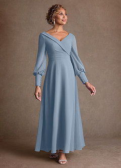 Azazie Paterson Suknie dla Matki Panny Młodej Linia A Pofałdowany Szyfon Długość kostki Sukienka image1