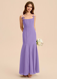 Azazie Evey Junior Vestido de Tahití de Gasa de Corte Sirena con Plisado image1