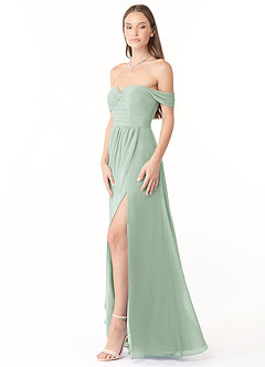 Azazie Millie Bridesmaid Dresses Agave A-Line Sweetheart Neckline Chiffon Convertible Dress image4