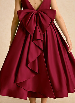 Azazie Cailee Flower Girl Dresses Burgundy Ball-Gown Pleated Matte Satin Dress image7