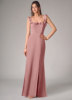Azazie Callie Brautjungfernkleider Wandelbar Meerjungfrau-Linie Seitliche Cut-Outs Chiffon Kleid Altrosa image4