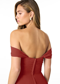 Azazie Kaitlynn Brautjungfernkleider Wandelbar Empire Gerafft Chiffon Kleid Terrakotta image6