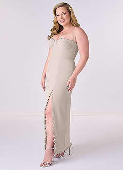 Barbie ♥ Azazie Vestidos de damas de honor Vestido de Escarcha de Gasa de Corte Recto con Corsé image9