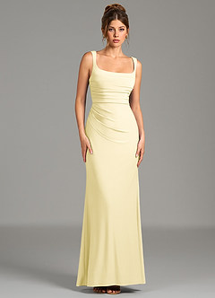 Azazie Agustina Bridesmaid Dresses Lemon Sorbet Mermaid Corset Premium Stretch Jersey Dress image1