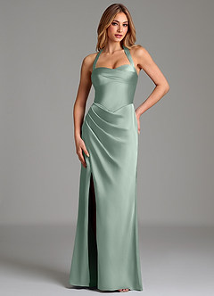 Azazie Serenity Bridesmaid Dresses Agave Mermaid Sweetheart Neckline Stretch Satin Dress image1
