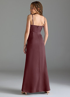 Azazie Maci Junior Sangria Mermaid Pleated Stretch Satin Dress image5