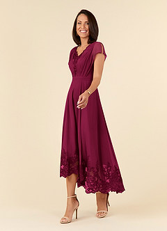 Azazie Palana vestidos de madre de la novia Vestido Borgoña de Gasa de Corte en A con Encaje image6