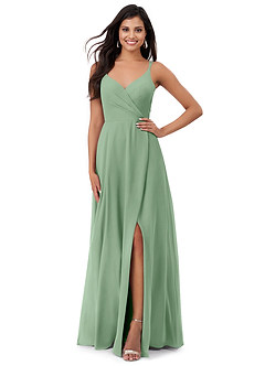 Azazie Lennon Bridesmaid Dresses Matcha A-Line Lace Chiffon Dress image1