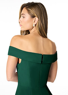 Azazie Lecia Abiti da Damigella Abito Convertibile Impero in Chiffon A pieghe con spalle scoperte Smeraldo image6