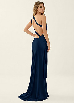 Persephone Navy Satin Prom Dress image4