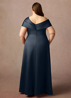 Azazie Marissa Mother of the Bride Dresses Dark Navy A-Line Pleated  Mikado Dress image7